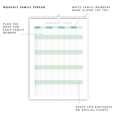 A3 Family Calendar - Sippa - Blue