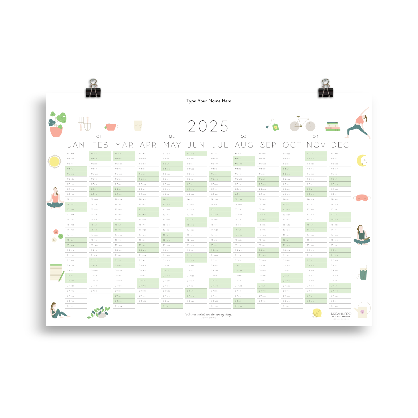 2025 Wellbeing Calendar Amanda Hermina