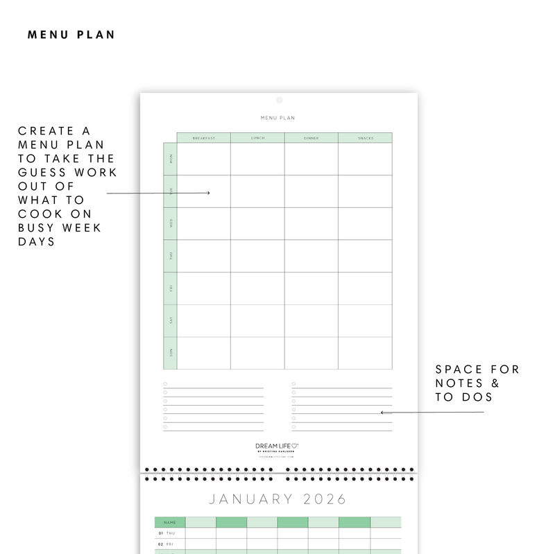 A3 Family Calendar - Drift - Rose