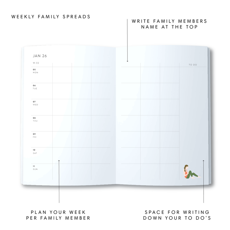 2026 A5 Spiral Family Diary - Rose