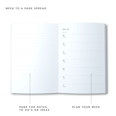 2026 A5 Week to a Page Diary - Blue Aura