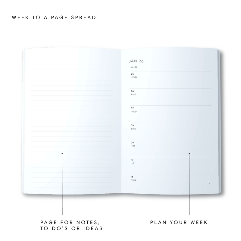 2026 A5 Week to a Page Diary - Blue Aura