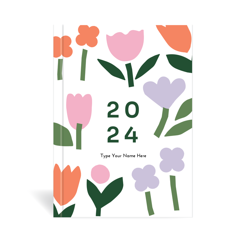 A5 2024 Week to a Page Diary - Bloom - White