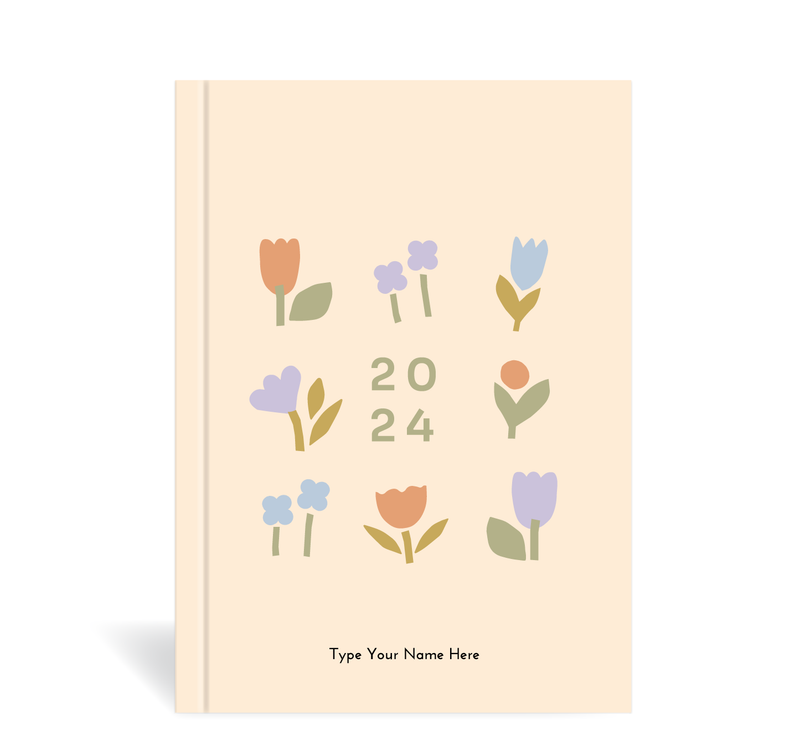 A5 2024 Week to a Page Diary - Blooms - Peach