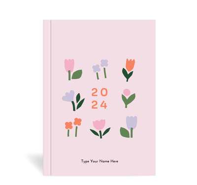 A5 2024 Weekly Spread Diary - Bloom - Pink