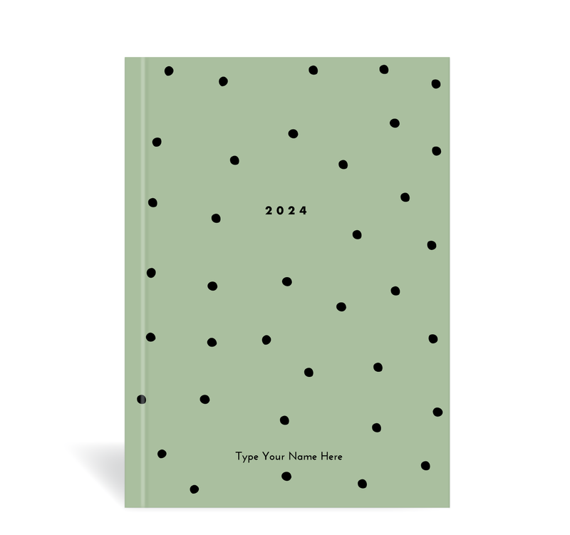 A5 2024 Vertical Weekly Diary - Dots - Green