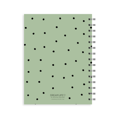 A5 2024 Spiral Vertical Weekly Diary - Dots - Green