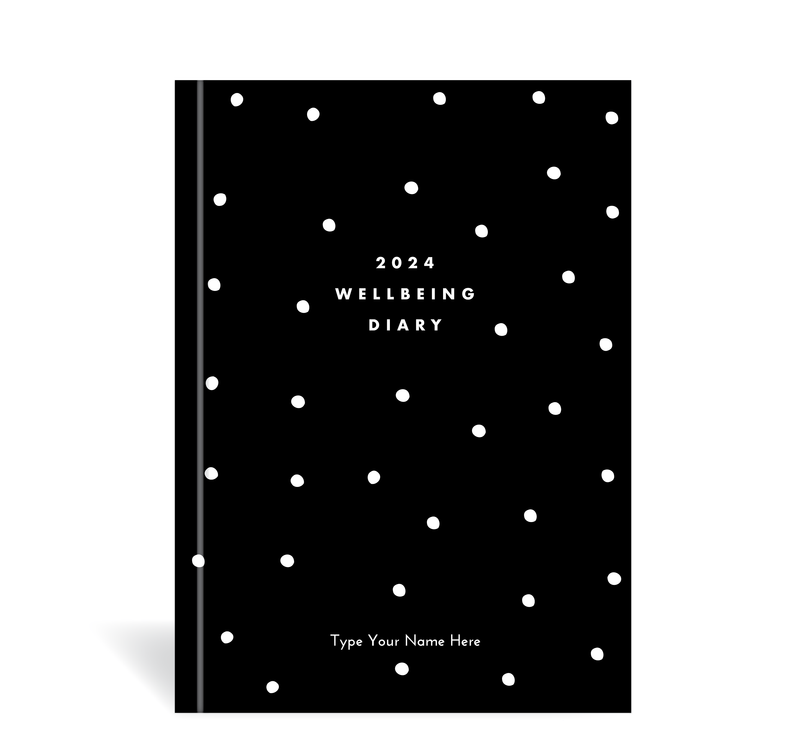 A5 2024 Wellbeing Diary - Dots - Black