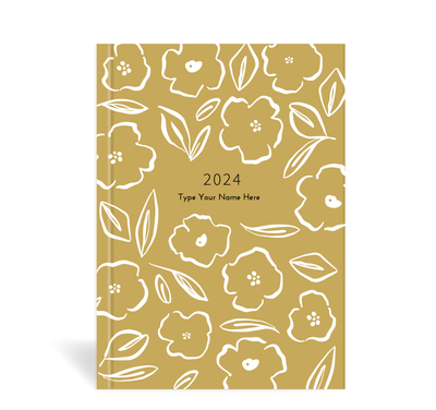 A5 2024 Family Diary - Floral - Mustard