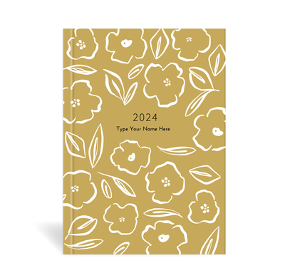 A5 2024 Family Diary - Floral - Mustard