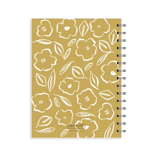 A5 2024 Spiral Family Diary - Floral - Mustard