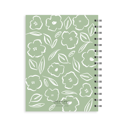 A5 2024 Spiral Family Diary - Floral - Sage