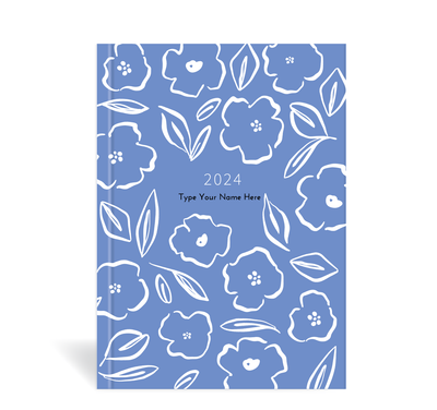 A5 2024 Family Diary - Floral - Cornblue