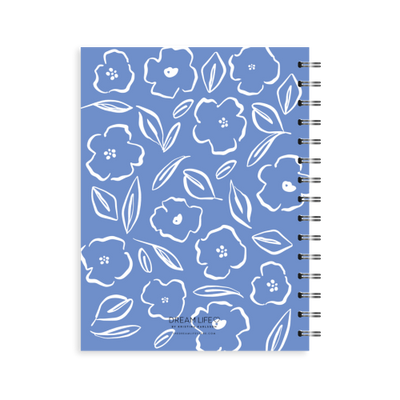 A5 2024 Spiral Family Diary - Floral - Cornblue