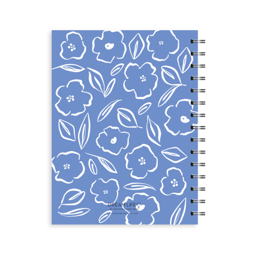 A5 2024 Spiral Family Diary - Floral - Cornblue