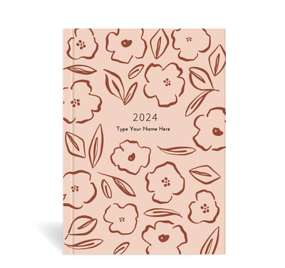 A5 2024 Family Diary - Floral - Rose