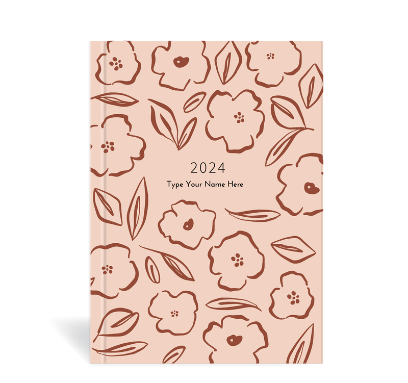 A5 2024 Family Diary - Floral - Rose