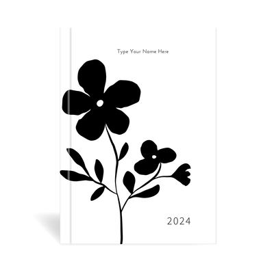 A5 2024 Teacher Weekly Diary - Flower - Black