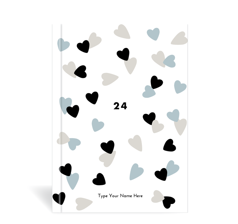 A5 2024 Teacher Weekly Diary - Hearts