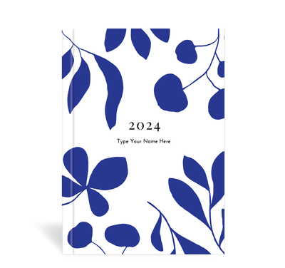 A5 2024 Weekly Spread Diary - Leaves - Blue