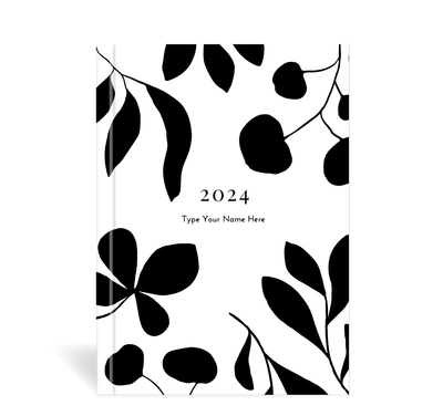 A5 2024 Weekly Spread Diary - Leaves - Black