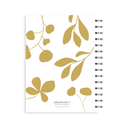 A5 2024 Spiral Weekly Spread Diary - Leaves - Mustard