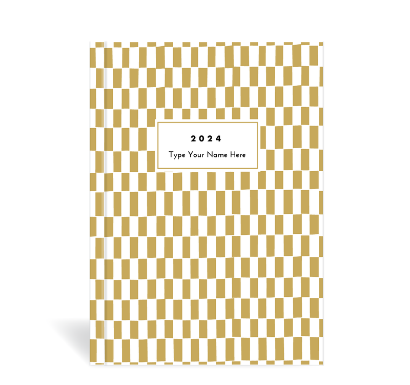 A5 2024 Vertical Weekly Diary - Pattern - Mustard