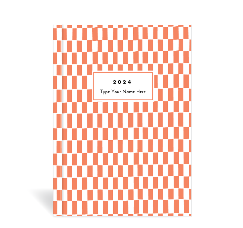 A5 2024 Vertical Weekly Diary - Pattern - Terracotta