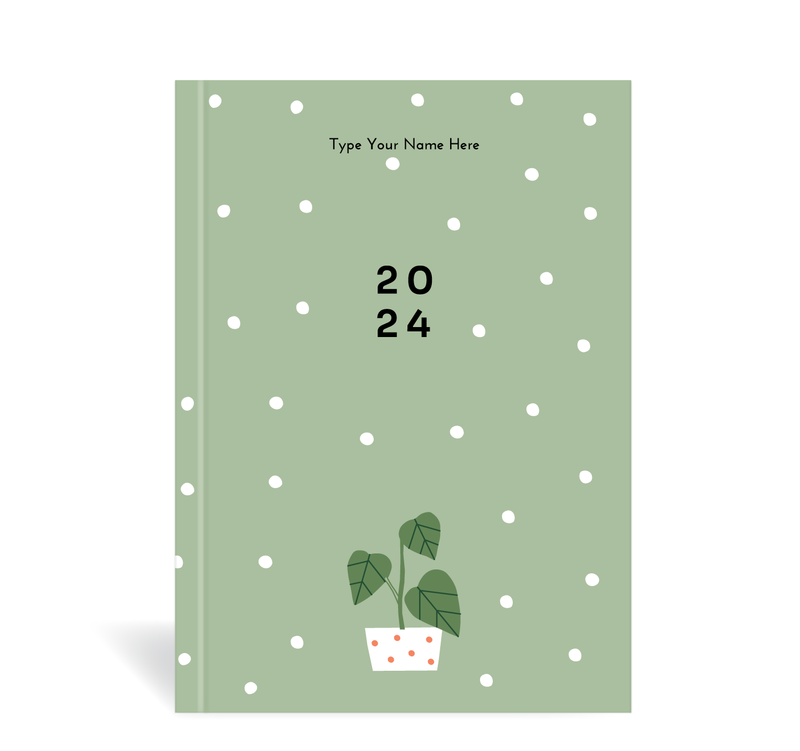 A5 2024 Weekly Spread Diary - Plants - Green
