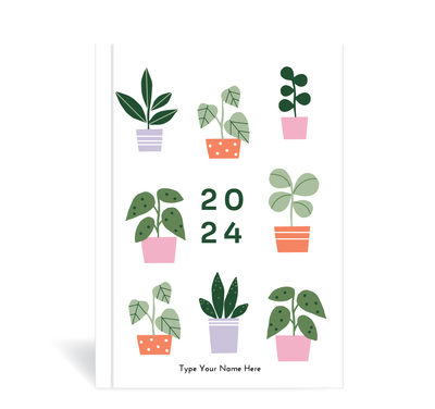 A5 2024 Weekly Spread Diary - Plants - White