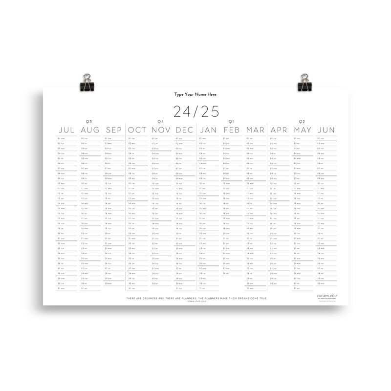 24/25 Mid-Year Wall Calendar - Minimal
