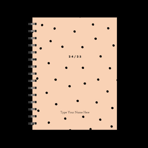 A5 Spiral 24/25 Mid-Year Diary - Dots - Peach