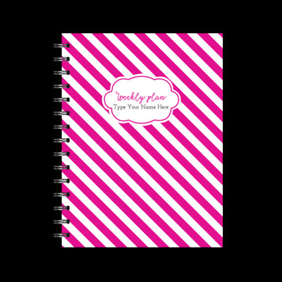 A5 Spiral Mid-Year Diary - Stripe - Hot Pink