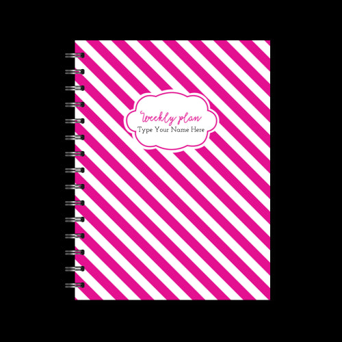 A5 Spiral 24/25 Mid-Year Diary - Stripe - Hot Pink