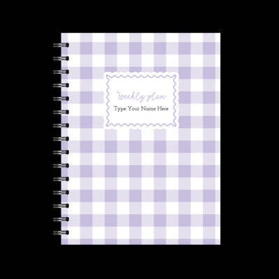 A5 Spiral Mid-Year Diary - Gingham - Purple