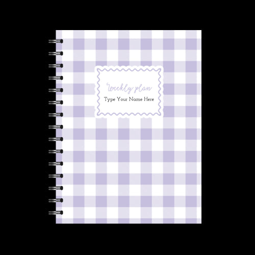 A5 Spiral Mid-Year Diary - Gingham - Purple