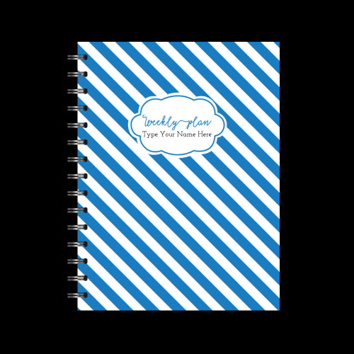 A5 Spiral 24/25 Mid-Year Diary - Stripe - Blue