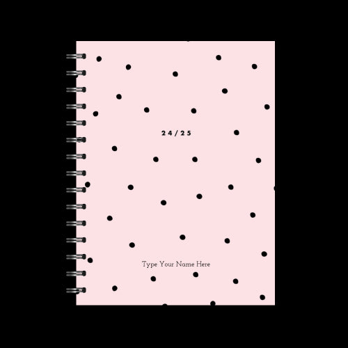 A5 Spiral 24/25 Mid-Year Diary - Dots - Pink