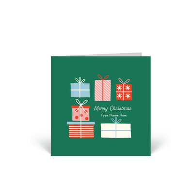 Personalised Christmas Cards 10 Pack - Merry Christmas - Green