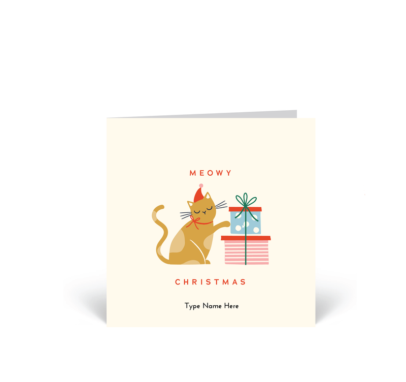 Personalised Christmas Cards 10 Pack - Meowy Christmas