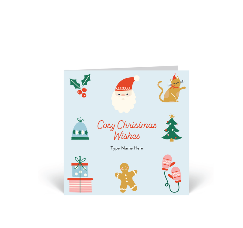 Personalised Christmas Cards 10 Pack - Cosy Christmas Wishes