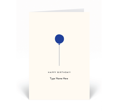 Personalised Card  - Happy Birthday - Balloon - Blue