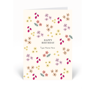 Personalised Card  - Happy Birthday - Äng - Creme