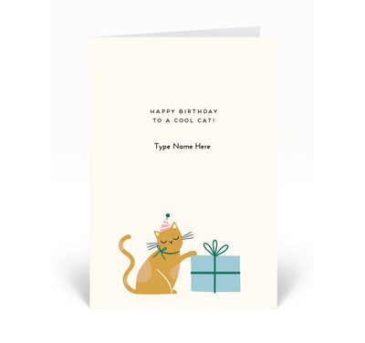 Personalised Card  - Happy Birthday - Cool Cat