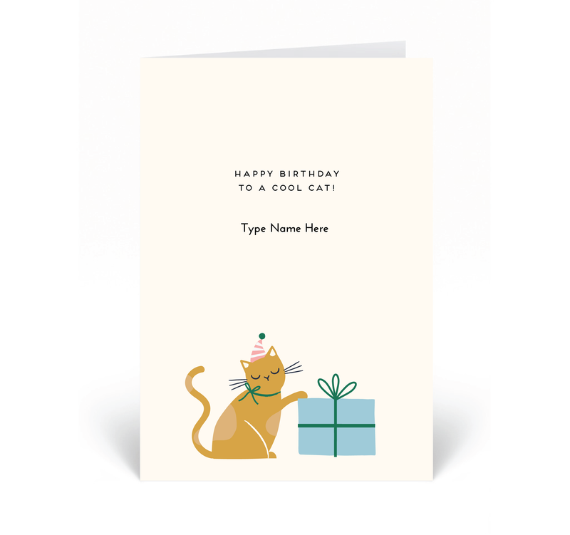 Personalised Card  - Happy Birthday - Cool Cat