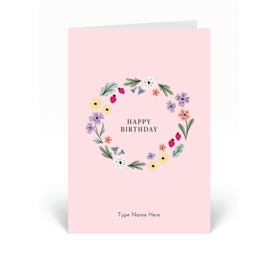 Personalised Card  - Happy Birthday - Krans - Pink