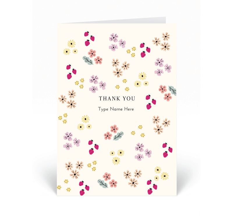 Personalised Card  - Thank You - Äng - Creme