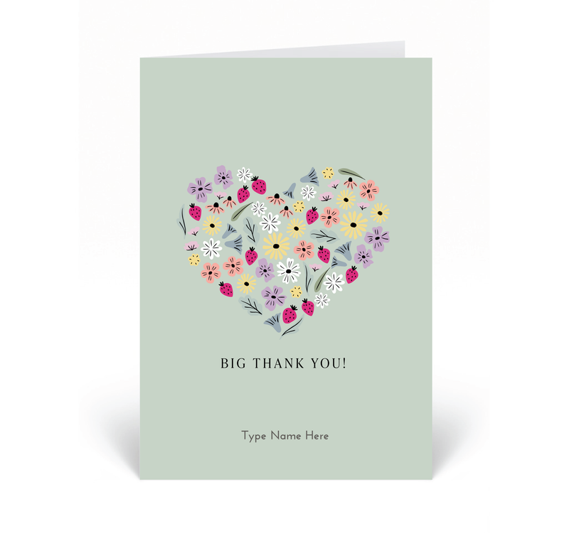 Personalised Card  - Big Thank You - Äng - Green