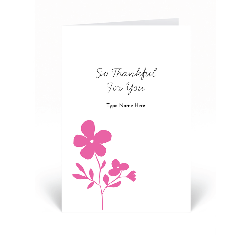 Personalised Card - So Thankful For You - Pink