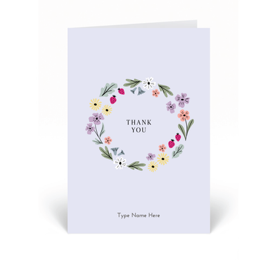 Personalised Card  - Thank You - Krans - Purple